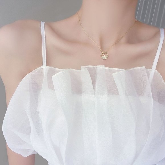 NEW 14K Gold Plated Diamond Mermaid Necklace a - Picture 4 of 11